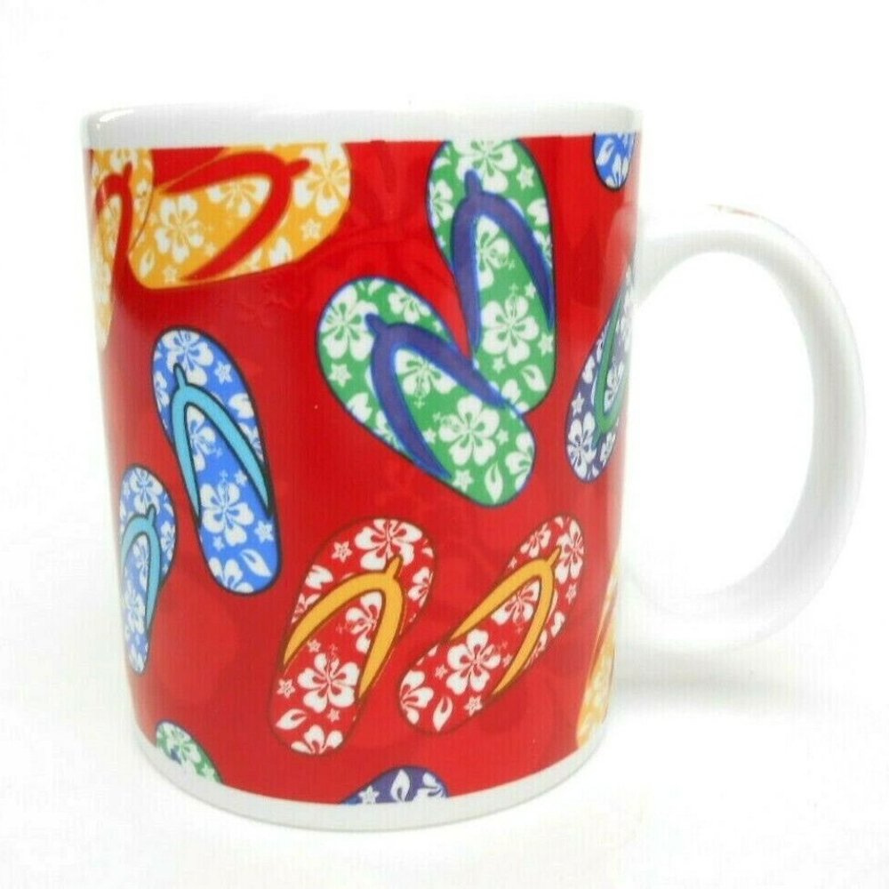 Slippas ABC Stores Coffee Mug Cup Red With Flip Flops Hawaiiana